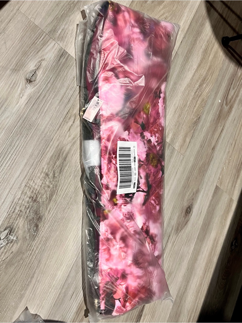 Victoria's Secret Pink Floral Quilted Tote with Black Trim and Striped Strap - Picture 2 of 2